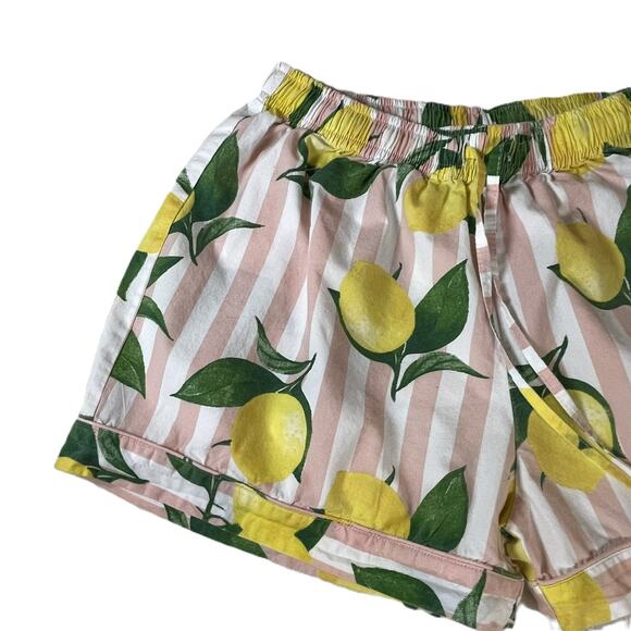 8 Oak Lane XS/S Pink White Stripe Lemon Print Sleep Shorts 100% Cotton - Picture 13 of 16